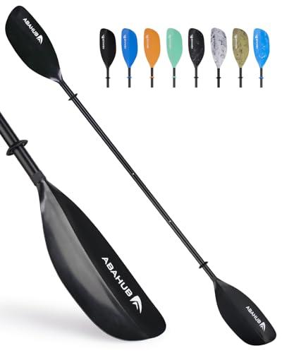 Abahub Pagaia Kayak 210 cm a 230 cm Regolabile Alluminio Doppia Remi Kayak Paddle Pagaie da Kayak per Kayak Barca a Remi Canoa Gambo in Lega di Alluminio Lame in Plastica Nero