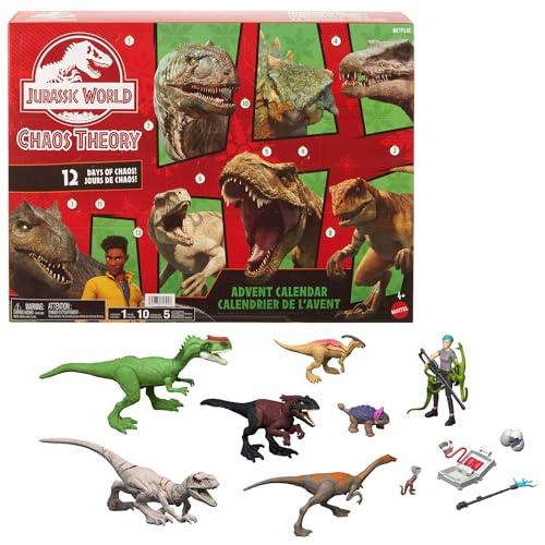 Mattel Jurassic World - Calendario dell'Avvento 2025, 12 finestrelle a sorpresa con Smoothie e altri 8 dinosauri, personaggio Brooklynn e tanti accessori, giocattolo per bambini, 4+ anni, JGM17