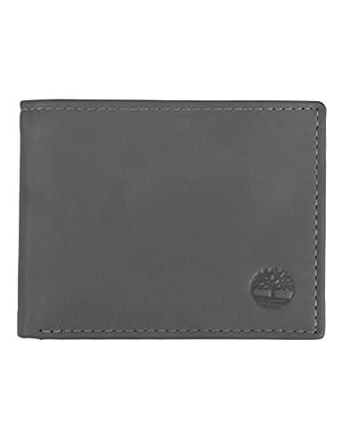 Timberland Leather Wallet with Attached Flip Pocket Accessorio da Viaggio-Portafoglio bi-Fold, Carbone (Nuvoloso), Taglia Unica Uomo
