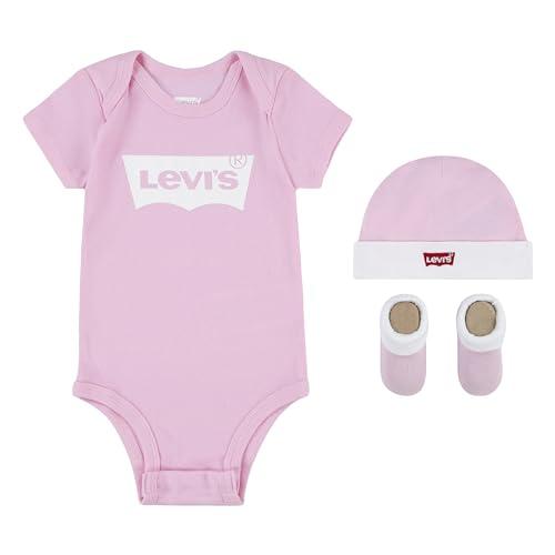 Levi's Classic Batwing Infant Hat Bodysuit Bootie Set 3Pc, Tutina per bambino e neonato Unisex - Bimbi 0-24, Rosa (Fairy Tale), 0-6 mesi