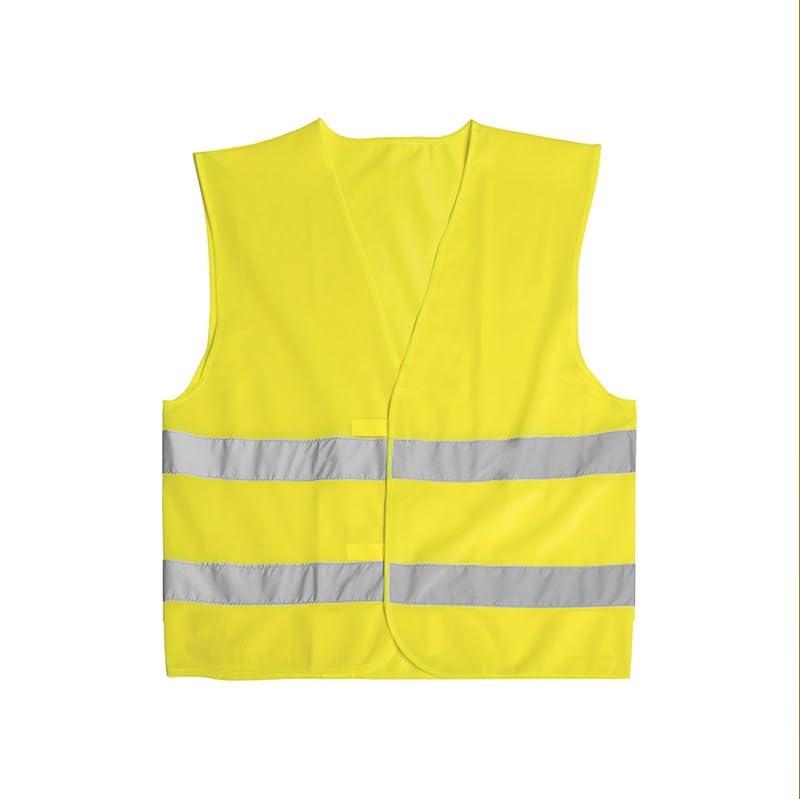 PAIF Gilet di Sicurezza Alta visibilità con Bande Rifrangenti – Certificato EN ISO20471:2013+A1:2016 – Taglia Unica 65x65 cm – Poliestere Leggero e Resistente (1, Giallo)