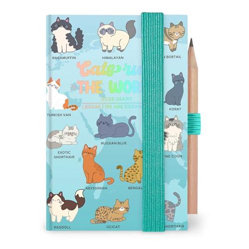 Legami - Agenda Fotografica Bigiornaliera Mini 2026, Kitty, 12 Mesi, Rubrica e Matita Inclusa, Chiusura con Elastico, Diario da Gennaio 2026 a Dicembre 2026, in Carta FSC Certificata, 7x10 cm