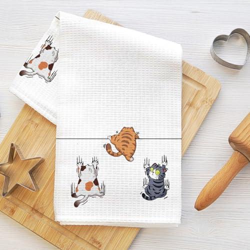 Asciugamani da cucina a forma di gatto carino, 40,6 x 63,6 cm, decorazione natalizia, strofinacci da cucina - 1