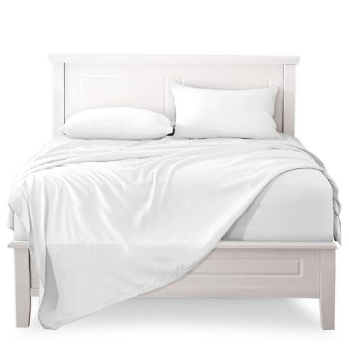 FARFALLAROSSA Lenzuola Matrimoniali Completo, Materiale 100% Puro Cotone, Lenzuola e 2 Federe da Letto, Biancheria da Letto Tinta Unita, bianco
