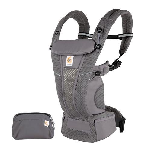 Ergobaby, marsupio anteriore e posteriore Omni Breeze per neonati, 4 posizioni SoftFlex Mesh ergonomico Graphite Grey