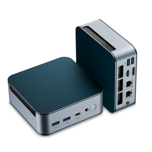 Esslorex Mini PC Ryzen 5 7430U con Doppia LAN, 32GB DDR4 RAM 1 TB PCIE 3.0 SSD, Mini Computer con Triplo Display 4K, Win 11 Pro, Wi-Fi 6/BT 5.0 per casa, ufficio/giochi/ufficio