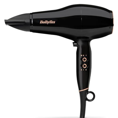 BaByliss Asciugacapelli con motore AC Professionale da 2300W, Phon Capelli, Funzione ionica anti-crespo, 3 temperature, 2 velocità, nero, D5245E