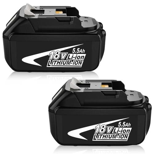 2Packs 18V 5.5Ah Batteria BL1860 Ricambio per Makita Batteria 18V BL1860B BL1850B BL1850 BL1840 BL1860 B BL1830 BL1860 B BL1835 BL1845 con Indicatori LED