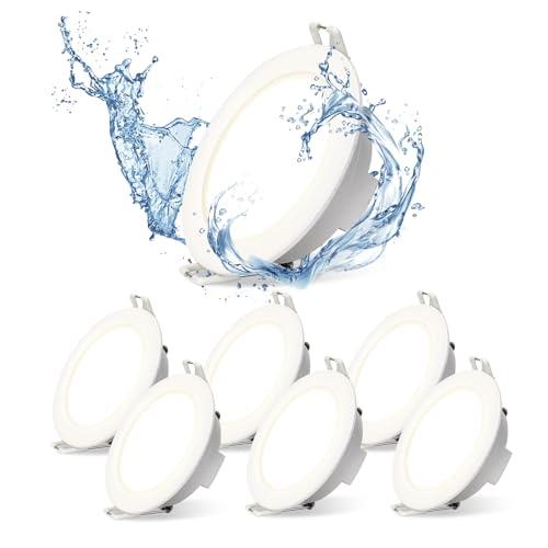 Aigostar Faretti LED da Incasso per Cartongesso, 4.8W 560LM IP65 Impermeabile, Faretto LED Incasso, Luce Naturale 4000K, Faretti Incasso Cartongesso, Diametro Foro Ø68mm, AC 220-240V, Set di 6