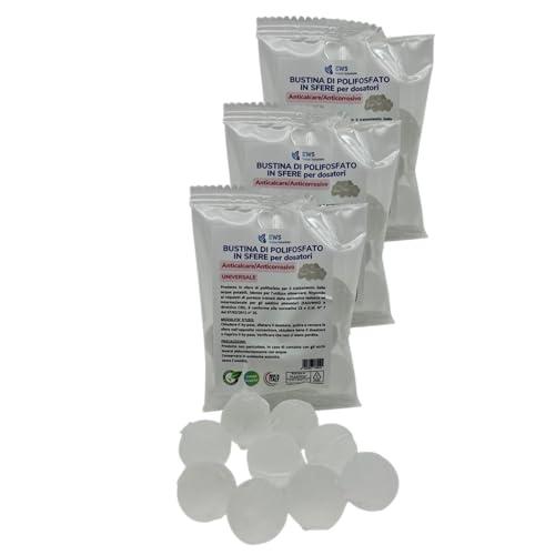 EWS® | 3 RICARICHE DI SFERE DI POLIFOSFATI DA 80g./cad (diametro 2 cm) PER DOSATORI, POLIFOSFATO ANTICALCARE ANTICORROSIVO