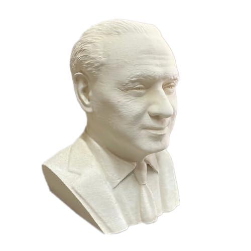 Fanuli manufatti - Busto di Silvio Berlusconi Altezza 30 cm Grande in cemento bianco e polvere di marmo, Per Interno o Esterno