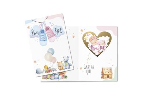 Bigliettino per annuncio sesso nascitura It's a Girl, Biglietto nascita bimba, Gratta e Vinci Gender Reveal