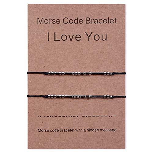 CheersLife 2 Ti Amo Codice Morse Bracciali Coppie Amicizia Uomo Donna Fidanzato Fidanzata Abbinamento Relazione Perline Braccialetto Set Gioielli Regali Per Lui E Lei Regali Di San Valentino