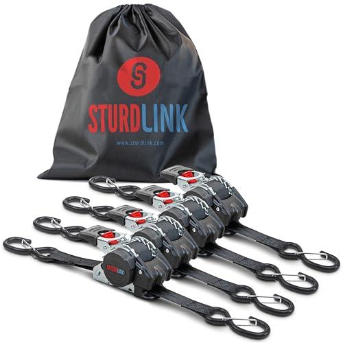 Cinghie a Cricchetto Automatiche con Ganci a S di Sicurezza 25mm 3m LC 300kg/600kg | Avvolgitore Automatico di Fettuccia | Cinghia Fissaggio per Rimorchio, Carrello Moto Quad Barca | EN12195-2