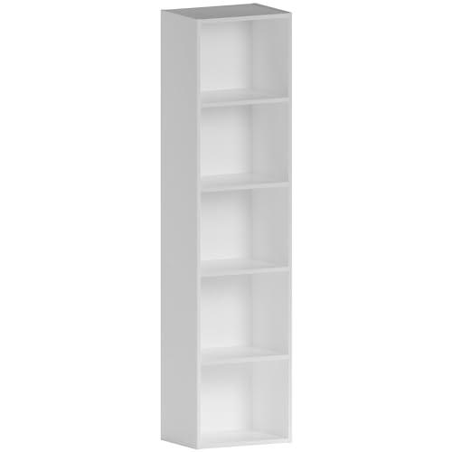 Vida Designs Libreria a cubo Oxford a 5 ripiani, espositore in legno bianco, per ufficio e soggiorno