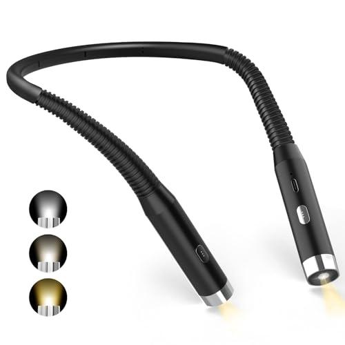 Diboniur Lampada da Lettura, Luce LED da Lettura 3 Colori, 3 Livelli di Luminosità, Ricaricabile, 360° Pieghevole, 1000Ah Luce per Leggere Libri a Letto, Viaggio, Lavoro a Maglia, campeggio