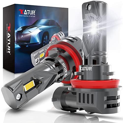 KATUR H11 LED Lampadine Fari per Auto, Canbus 100W 20000LM 6000K Bianco Senza Fili Plug & Play, Abbaglianti o Anabbaglianti 400% Luminosità, Mini Dimensioni, 2pcs