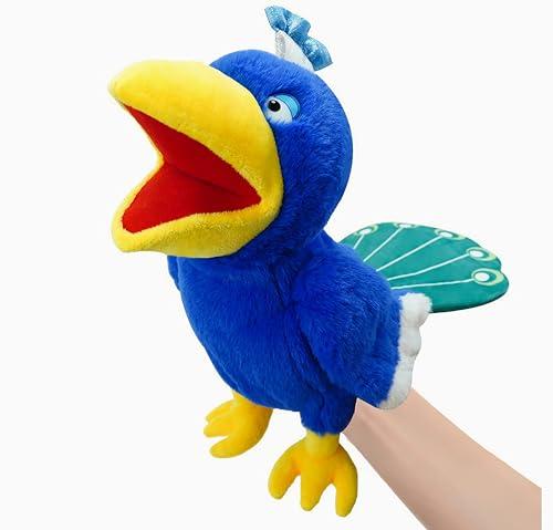 LOMTRATS Marionette a mano per uccelli per bambini,include pappagalli, pavoni, ecc. Con bocche aperte mobili, perfette per raccontare storie, insegnare, scuola materna, regali di compleanno