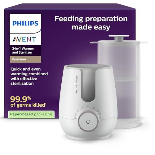Philips Avent Premium 2-in-1 Scaldabiberon e sterilizzatore - con tecnologia di riscaldamento a bagnomaria di livello ospedaliero, sensore intelligente della temperatura, SCF359/00