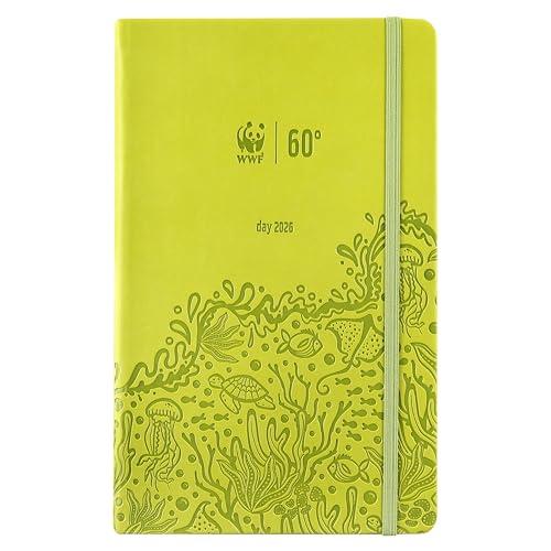 WWF, Large - Agenda 2026 Giornaliera 12 Mesi, Con Elastico e Doppio Segnalibro, 352 Pagine, Con Calendario e Planner 2026 - Cm 13x21h, Verde