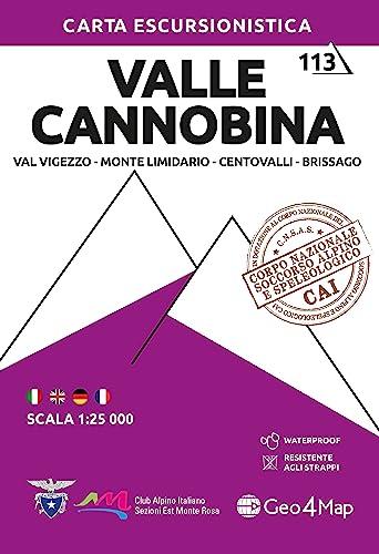 113 Valle Cannobina. Val Vigezzo, Monte Limidario, Centovalli, Brissago 1:25.000. Ediz. multilingue: 5