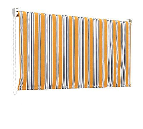 Linea Garden Friend Tenda da Sole A Caduta con Rullo in Alluminio E Copertura in Poliestere, Colore Riga Gialla, 200 x 7 x 8 Cm