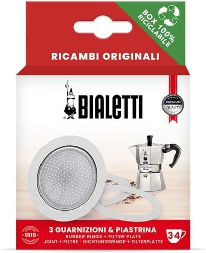 Bialetti, Guarnizione per caffettiera da 3 Tazze, 3 guarnizioni + Filtro
