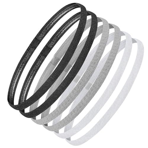 Blooms 6 Pezzi Sportiva Fascia Capelli Uomo e Donna Fasce per Capelli Fascia Elastico Capelli Sottile Antiscivolo Fascette Capelli per Sport Basket Calcio Yoga Fare Jogging Bicicletta