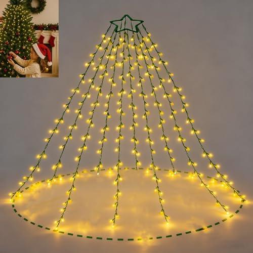 Luci Albero di Natale 350 LED, 10 Ghirlande da 2 m, 8 Modalità con Timer, IP44 Impermeabili, Albero di Natale con Luci Incorporate per Interno ed Esterno