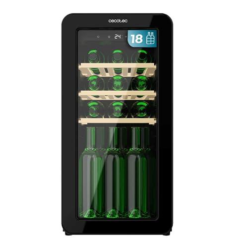 Cecotec Cantina da vino 18 Bottiglie Bolero GrandSommelier Origin 18 Hit Black. Cantina per vino retrò, nero, 18 bottiglie, NoFrost, 5-20 ºC, LED, compressore, ripiani in legno