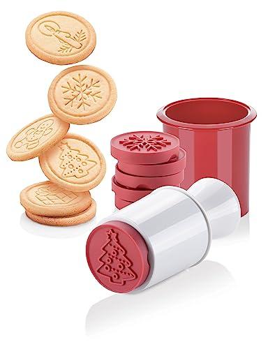 Tescoma 630114 Delicia Timbro per Biscotti 6 Decori Natalizi, Plastica, Rosso, 1 Pezzo