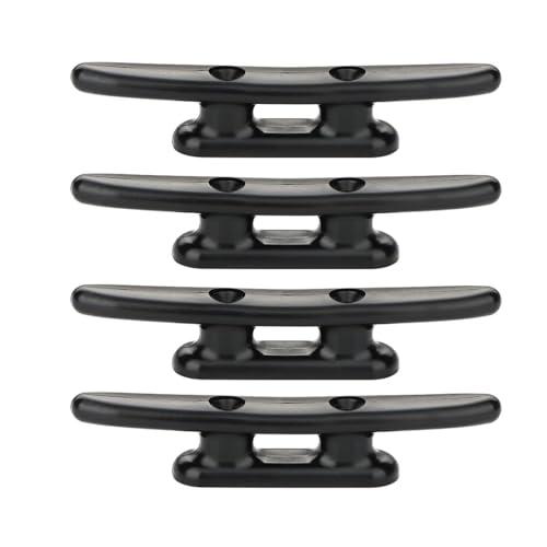 YAPKOLV 4 pezzi, realizzato in nylon di alta qualità, compensato per molo ormeggio, bitta per barche, morsetto per ormeggio barca, bitta per pontile, accessori per base ponte yacht (100 mm) (Nero)