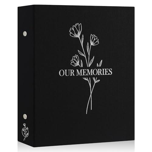 Lanpn Lino Album Fotografico 10x15 400 Tasche, OUR MEMORIES Biancheria Porta Foto Album Portafoto Verticale Tascabile Tasca (Nero)