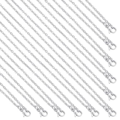 PH PandaHall 20 Fili Catena Collana Fai Da Te Argento 45cm Catena per Gioielli Acciaio Inox, Catenine per Ciondoli con Chiusura a Moschettone per Collana Bracciali Bigiotteria Accessori