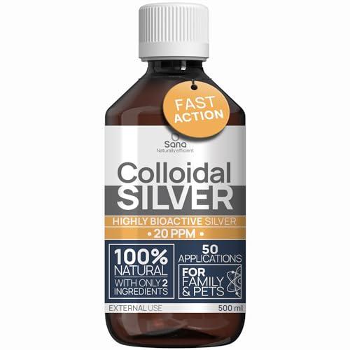Argento Colloidale Puro 500ml 20 PPM | Per la famiglia & gli Animali (Cani, Gatti) | 100% Naturale : Certificato Cosmos Natural | Carbon Neutral