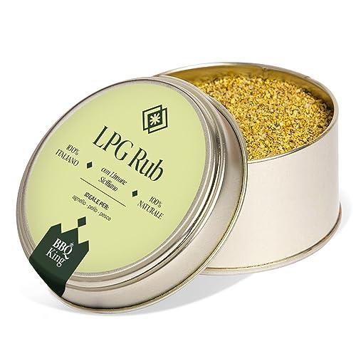 BBQ KING - L.P.G. Rub Confezione da 70 Gr, Lemon Pepper Garlic Dry Rub Bbq Ideale per Barbecue e Grill, Set Spezie Cucina 100% Made in Italy, Miscela di Spezie a Base di Limone, Pepe ed Aglio