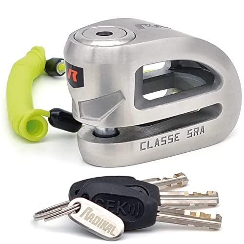 RADIKAL RK310S Blocca Disco per Moto, Sicurezza Premium, Antifurto Moto Omologato SRA, Doppio Bloccaggio Ø10, Acciaio Inossidabile, Esclusivo Design Doppio Ponte, Lucchetto Bloccadisco Scooter