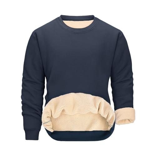 Svanco Felpa in Pile Invernale Uomo Felpa Termica Senza Cappuccio Maglia Collo Rotondo Pesante Pullover Caldo da Lavoro Casual