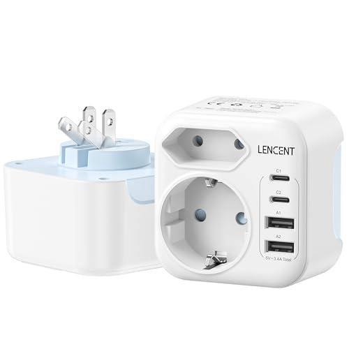 LENCENT Adattatore Presa Giappone da Viaggio, Adattatore EU a Giappone, Spina Pieghevole con Caricatore USB, Adattatore Spina Tipo A per Stati Uniti, Giappone, Canada, Messico, Thailandia