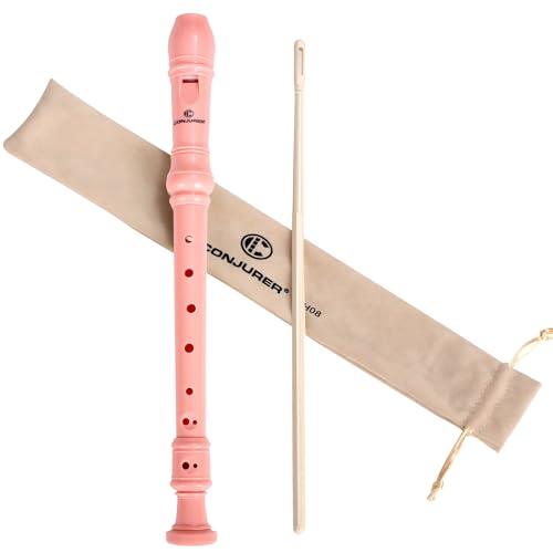 CONJURER Flauto dolce soprano per bambini e studenti, diteggiatura tedesca, 8 fori, flauto soprano in ABS per principianti, con asta di pulizia e borsa, rosa chiaro