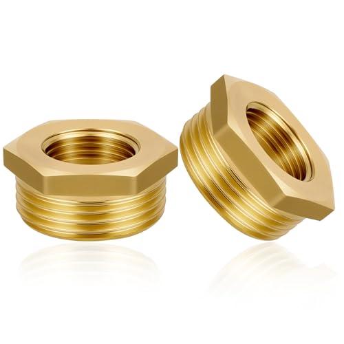 Flintronic 2 Pezzi Riduttore in Ottone Adattatore, 1 a 1/2 Pollice (AG Ø 32mm x IG Ø 20mm), Boccola Esagonale Raccordo per Tubi Filettato, per Acqua Potabile e il Collegamento di Tubi