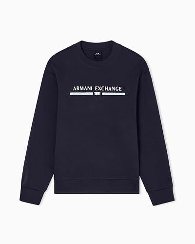 Armani Exchange Center Chest Logo Crewneck Maglia di Tuta, Navy Scuro, XS Uomo