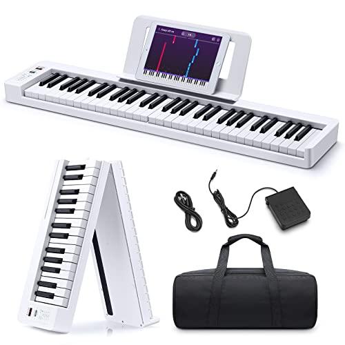 Donner DP-06 Pianoforte Pieghevole, Pianoforte Digitale per Principianti con Tastiera Semi-Pesata Full Size a 61 Tasti, Pianoforte Elettrico Portatile Bluetooth con Borsa per Pianoforte
