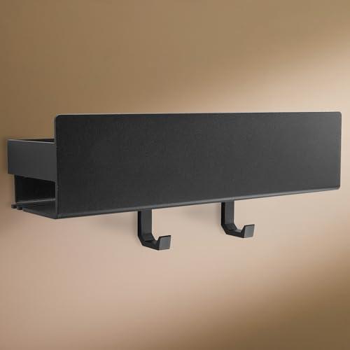 Design Amburgo Mensola doccia senza foratura I Porta sapone per doccia | Mensole Bagno I Portasapone doccia I Mensola Adesiva da Parete I 2 Ganci | Mensola bagno nero 30 cm