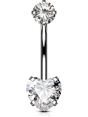 OUFER Body Piercing Piercing per ombelico interno in titanio massiccio, 14 mm, extra lungo, 14 g, piercing per ombelico