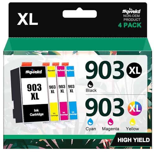 Sqwekd 903 XL Cartuccia di Inchiostro Compatibile Per HP 903 903XL per HP OfficeJet 6950 6960 per OfficeJet Pro 6960 OfficeJet Pro 6970 All-in-One Stampante (Nero, Ciano, Giallo, Magenta, 4-Pack)