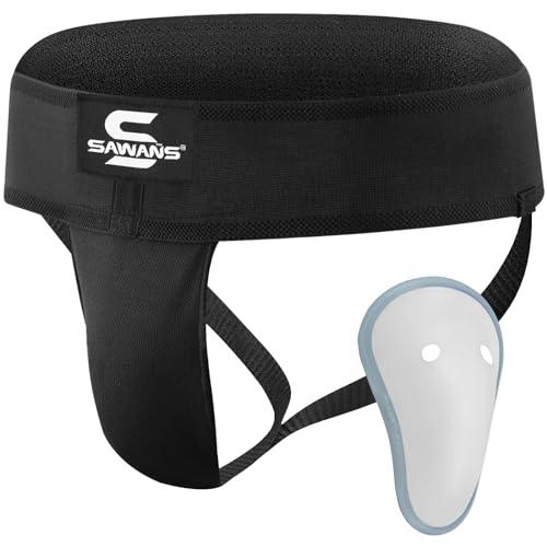 SAWANS Conchiglia Protezione Inguinale da Boxe Kickboxing MMA Protettore Addominale Uomo Assorbente Sudore Ventilato Regolabile Intimo Taekwondo Sparring Protettore Inguinale Sospensorio Jiu Jitsu BJJ