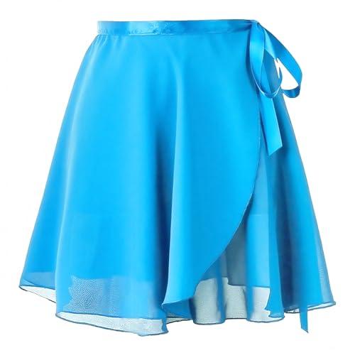 Baisdan Gonnellino Danza Classica Donna Bambina da Gonna Avvolgente Gonna da Ballo in Chiffon Lacci in Vita Regolabili Azzurro