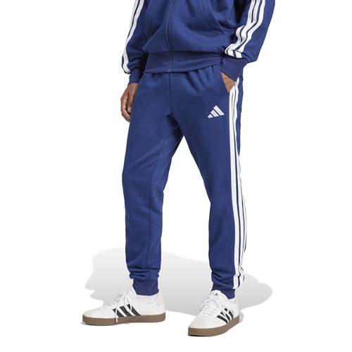 adidas Uomo Essential Three Stripes Fleece Pants, Dark Blue/White, L