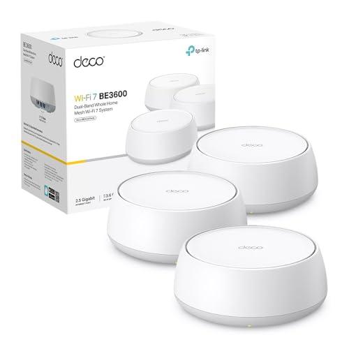 TP-Link WiFi 7 Deco BE25 Mesh WiFi, BE3600Mbps Dual-Band, Router, AP, 2 Porte Ethernet di 2,5 Gbps, 4 Antenne Interne, MLO, AI-Roaming, HomeShield, Funziona con Qualsiasi ISP, Modem e Alexa, 3pz